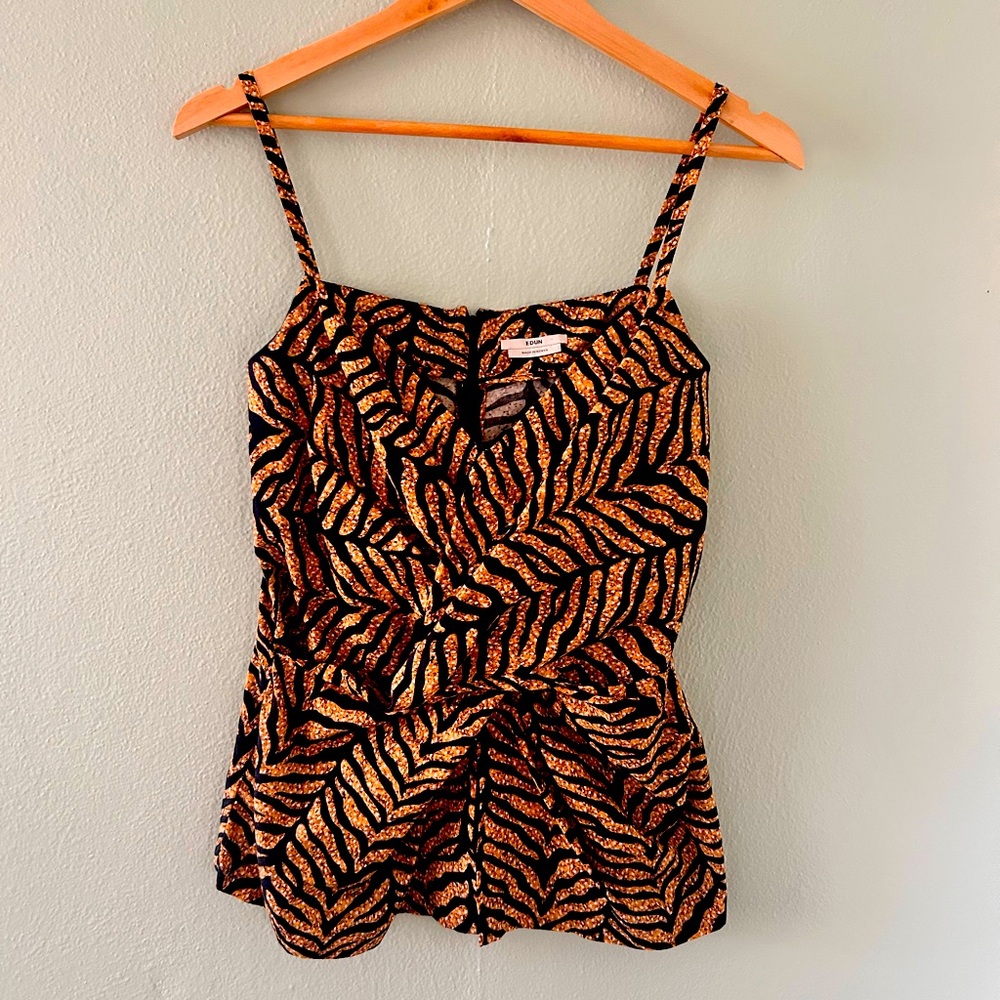 EDUN Brown and Tan Bustier Camisole with Twist Front